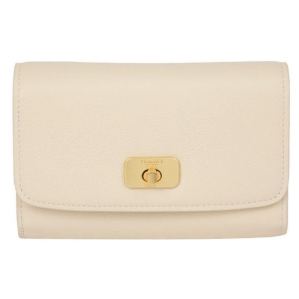 NWT Mocrief London Italian Leather Medium Purse with Clasp Fastening Color Cream